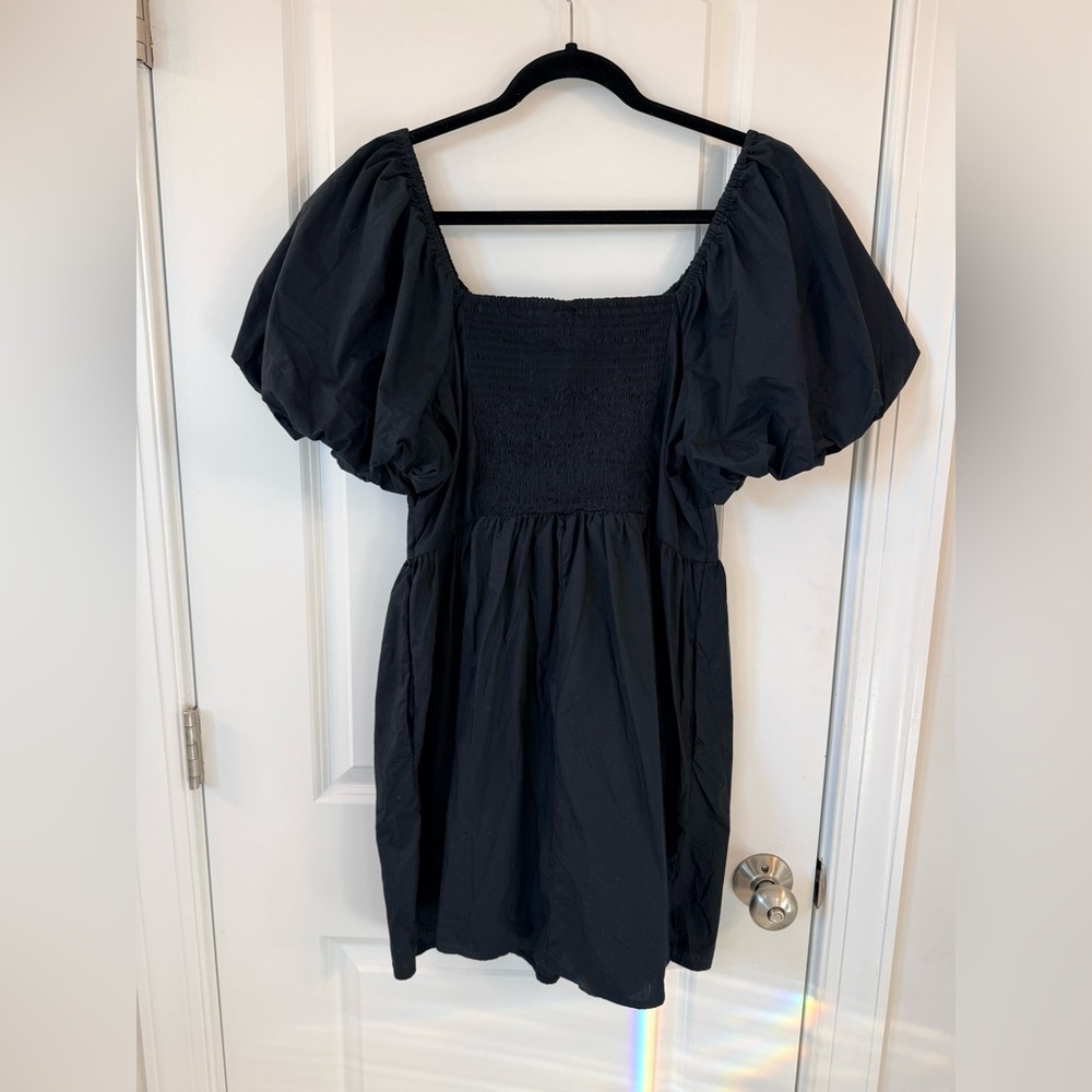 Baby Doll Puff Sleeve Black A.New Day Mini Dress (size large) - Picture 4 of 7